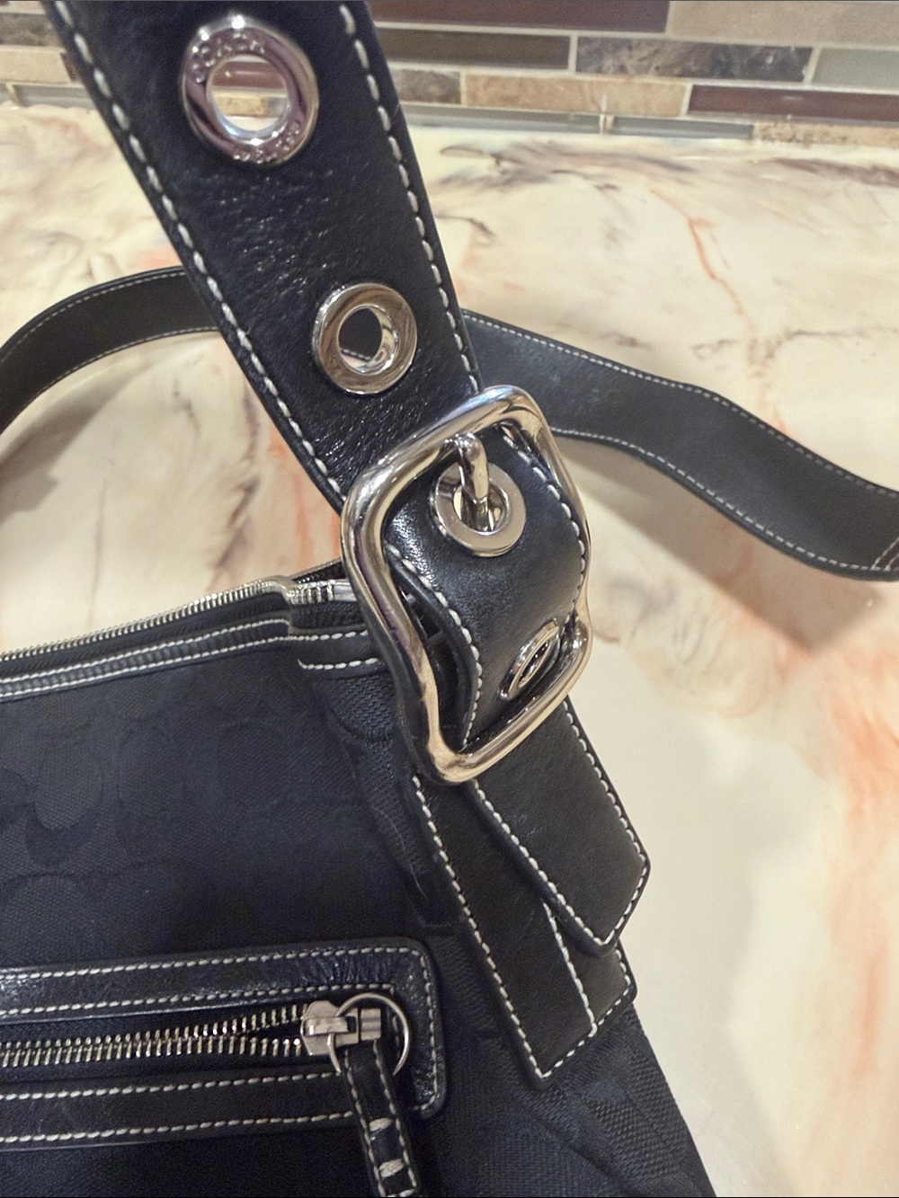 Coach Black Crossbody Signature Jacquard and Leather Bag - Picture 4 of 8